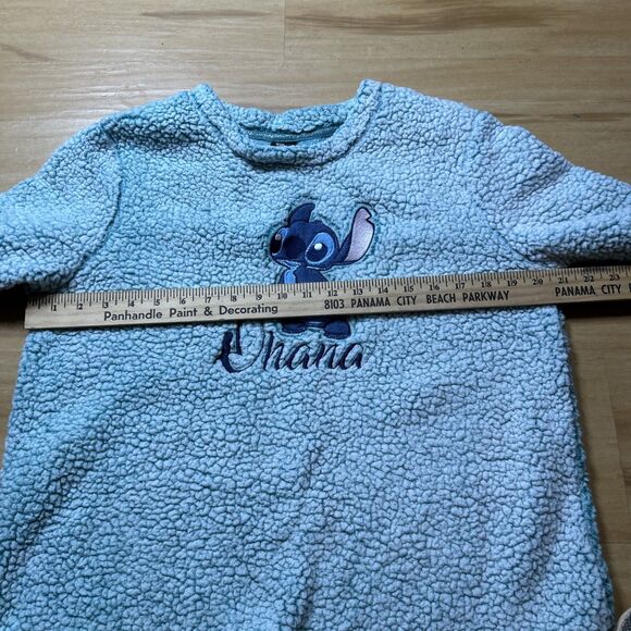 Disney Fleece Pullover Sweater Ohana Stitch Teal Women's Sz M (8-10) Super Soft - Picture 5 of 9